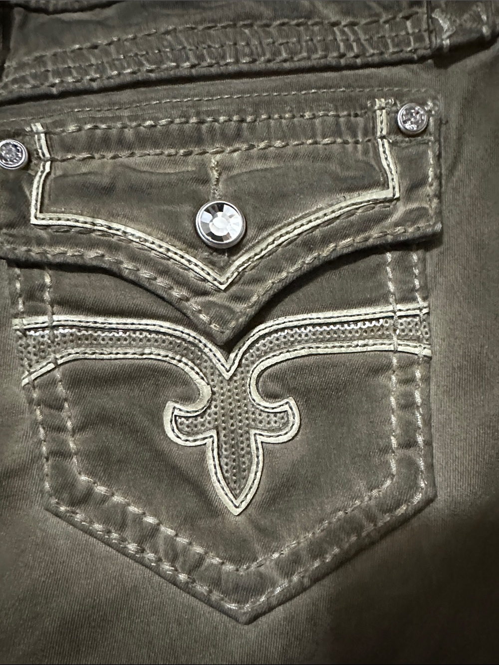 Rock Revival Olive Frayed Hem Denim Shorts - Picture 4 of 10
